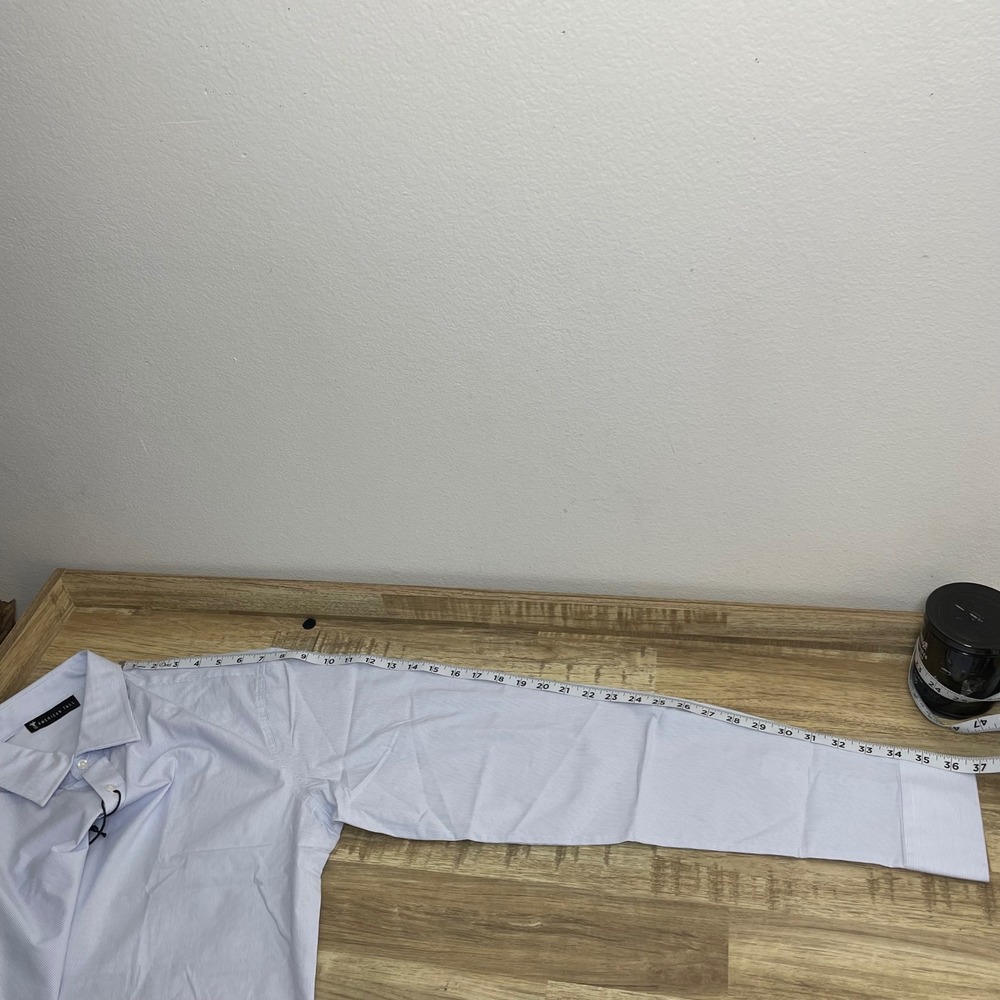 American Tall Mens Blue White Micro Stripe Dress Shirt Large Tall New With Tags - Picture 9 of 9